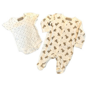 Rock a Bye Baby Lions Sleeper & Cream Stars Bodysuit 0-3 months Babycore Outfit‎